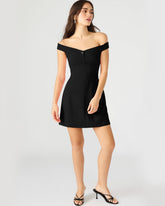 YANA Black Off-The-Shoulder Pleated Women's Dress | Steve Madden online