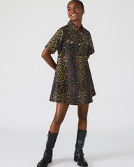 FREDDY Hot Spots Print Short-Sleeved Denim Button-Up Mini Women's Dress | Steve Madden outlet