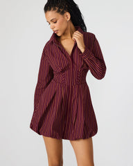 ARIELLE Wine Long-Sleeved Button-Up Bubble Women's Dress | Steve Madden near me