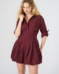 ARIELLE Wine Long-Sleeved Button-Up Bubble Women's Dress | Steve Madden near me