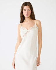 DANNA Cream Asymmetrical Lace Trim Women's Midi Dress | Steve Madden outlet