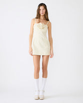 PEONY Pristine Ivory Mini Denim Polka Dot Women's Dress | Steve Madden discount