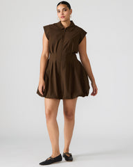 DYANNE Dark Espresso Women's Zip-Front Bubble-Hem Dress | Steve Madden near me