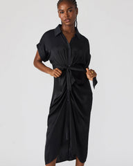 TORI Black Button Up Collared Midi Dress | Steve Madden outlet