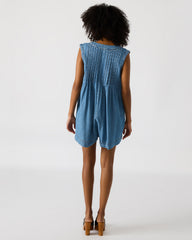 MICK Denim Pull-On Tie-Front Women's Romper | Steve Madden on Sale