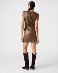 BELEN Brown Women's Shoulder Pad Mini Dress | Steve Madden discount