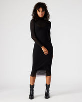 VIVIENNE Black Women's Mock Neck Midi Dress | Steve Madden US