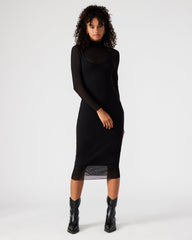 VIVIENNE Black Women's Mock Neck Midi Dress | Steve Madden US