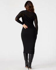VIVIENNE Black Women's Mock Neck Midi Dress | Steve Madden US