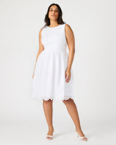 JULIAN White Women's Eyelet Sleeveless Midi Dress | Steve Madden for Sale