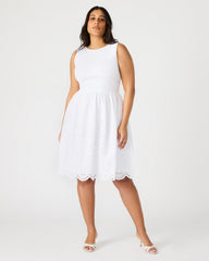 JULIAN White Women's Eyelet Sleeveless Midi Dress | Steve Madden for Sale