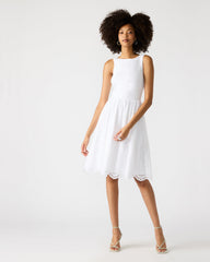 JULIAN White Women's Eyelet Sleeveless Midi Dress | Steve Madden for Sale