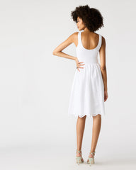 JULIAN White Women's Eyelet Sleeveless Midi Dress | Steve Madden for Sale