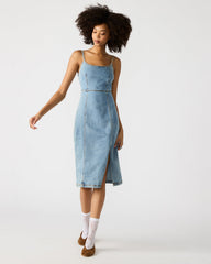 GISELLE Denim Midi Women's Dress with Slit | Steve Madden on Sale