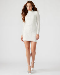 KRISTA Dress White | Women's Long-Sleeved Bodycon Rhinestone Mini Dress | Steve Madden online