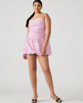 GIGI Pink Women's Strapless Mini Bubble-Hem Dress | Steve Madden US