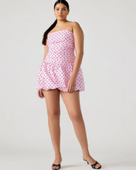 GIGI Pink Women's Strapless Mini Bubble-Hem Dress | Steve Madden US