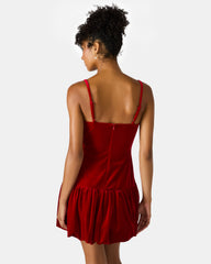 GIOVANNA Red Velvet Bubble Skirt Sleeveless Mini Women's Dress | Steve Madden outlet