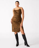 GISELLE Leopard Women's Midi Women's Dress with Slit | Steve Madden Sale