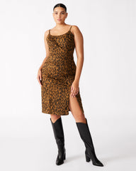 GISELLE Leopard Women's Midi Women's Dress with Slit | Steve Madden Sale