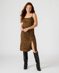 GISELLE Leopard Women's Midi Women's Dress with Slit | Steve Madden Sale