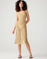 ANISHA Dress Gold | Women's Mesh Metallic Midi Dress | Steve Madden US
