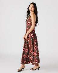 MONROE Brown Floral Print Flowy Maxi Dress | Steve Madden Sale