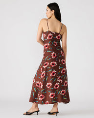 MONROE Brown Floral Print Flowy Maxi Dress | Steve Madden Sale
