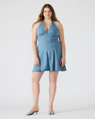 MALIA Denim Women's Halter Back Neck Tie Mini Dress | Steve Madden online