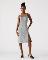 GIA Light Grey Women's Denim Midi Dress | Steve Madden US