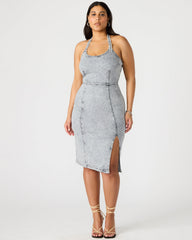 GIA Light Grey Women's Denim Midi Dress | Steve Madden US