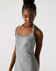 GIA Light Grey Women's Denim Midi Dress | Steve Madden US