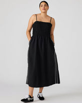 KIT Dress Black/White Flowy Smocked Striped Maxi Dress | Steve Madden outlet