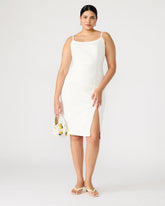 GISELLE White Denim Midi Women's Dress with Slit | Steve Madden for Sale