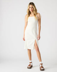 GISELLE White Denim Midi Women's Dress with Slit | Steve Madden for Sale
