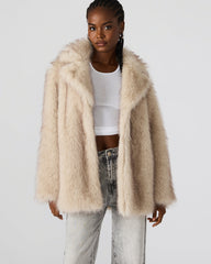 KINDRA Natural Faux Fur Collared Women's Coat | Steve Madden near me