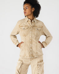 PARC Cafe Au Lait Long-Sleeved Button-Up Denim Women's Jacket | Steve Madden Sale