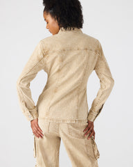 PARC Cafe Au Lait Long-Sleeved Button-Up Denim Women's Jacket | Steve Madden Sale