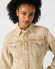 PARC Cafe Au Lait Long-Sleeved Button-Up Denim Women's Jacket | Steve Madden Sale