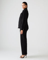 PARC Black Crystal Rhinestone Embellished Long-Sleeved Button-Up Denim Women's Jacket | Steve Madden on Sale