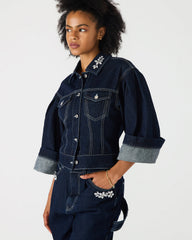 DOROTHY Bijou Blue Button-Up Denim Embellished Women's Jacket | Steve Madden outlet