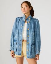 MARCELINE Denim Forever Blue Button-Up Long-Sleeved Women's Jacket | Steve Madden for Sale