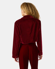 TONIA Red Velvet Button-Up Long-Sleeved Women's Blazer Jacket | Steve Madden on Sale