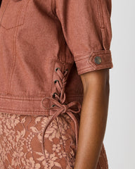 BLU Rust Short-Sleeved Denim Button-Up Women's Jacket | Steve Madden for Sale
