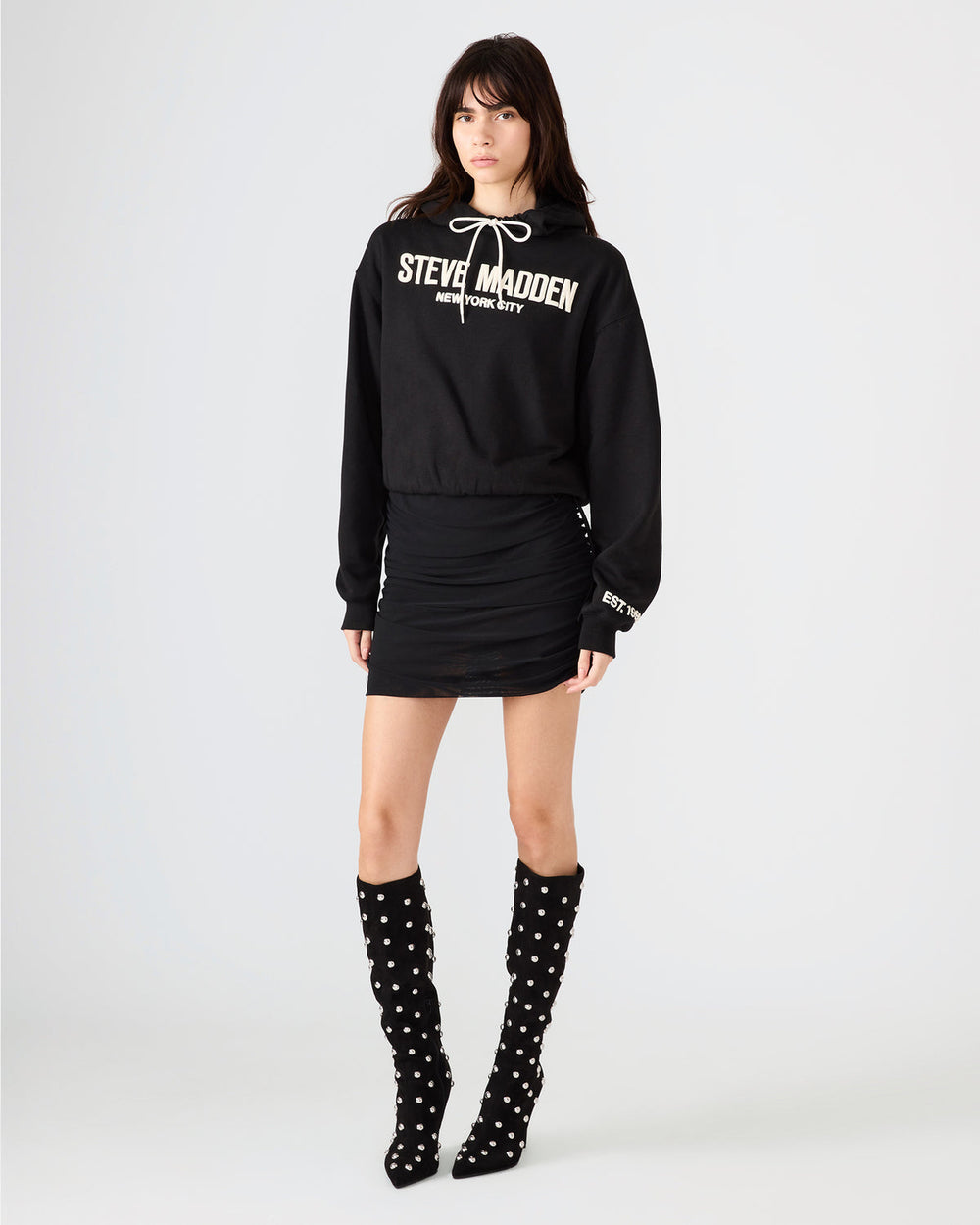 SM Black Logo Long-Sleeved Women's Hoodie | Steve Madden outlet