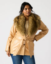 BOWERY Coat Tan | Women's Faux Leather Button-Up Coat | Steve Madden US