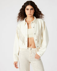 CANYON Denim Jacket Cream | Women's Rhinestone Fringe Jacket | Steve Madden Sale