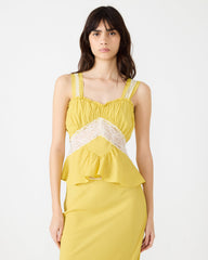 CINTHIA Golden Lime Sleeveless Lace Trim Women's Top | Steve Madden online