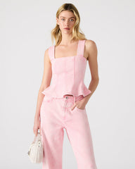 PENELOPI Denim Ruffle Fabric Women's Tank Top | Steve Madden online