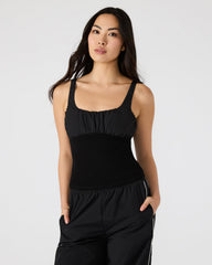 LUANA Black Pull-Over Ruched Tank Top | Steve Madden on Sale